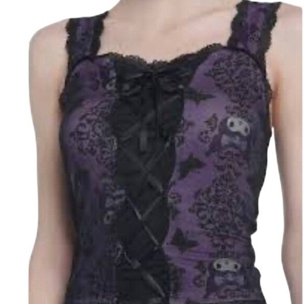 Sanrio Purple and Black Lace-Up Camisole